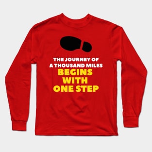 The journey of a thousand miles begins with one step T Shirt, Footprints Tee Shirts Long Sleeve T-Shirt